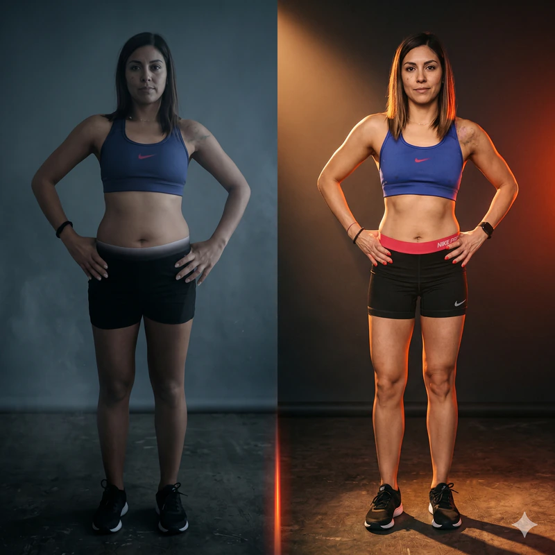 Retraine member before and after twenty weeks of fat-loss programming.